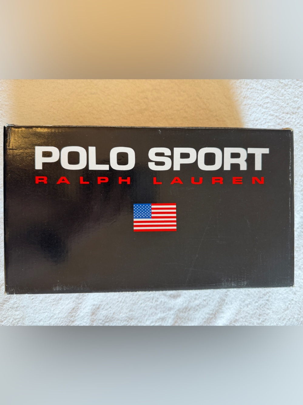 Polo Sport Ralph Lauren Black Sneaker Box with Flag Graphic vintage
